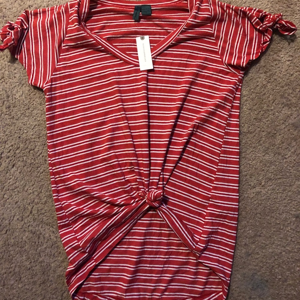 Anthropologie Coral Stripped Shirt